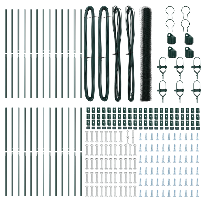 vidaXL Žoga āķis Zaļa 50 x 1,6 m ,50 mm siets, Tērauds un PVC