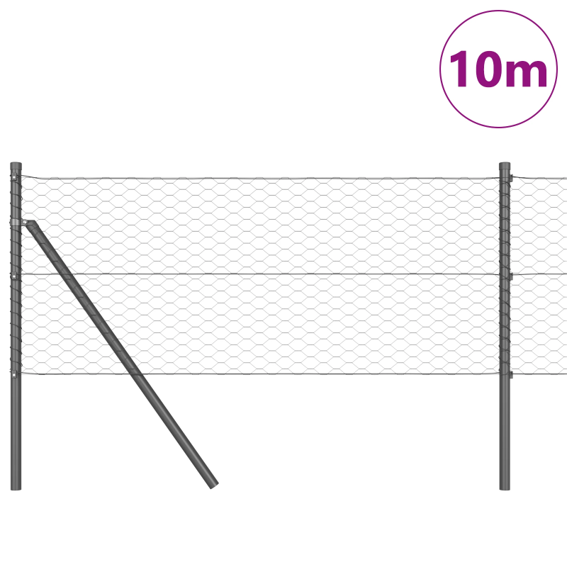 vidaXL Žoga āķis Pelēka 10 x 0,6 m ,36 mm siets, Tērauds un PVC