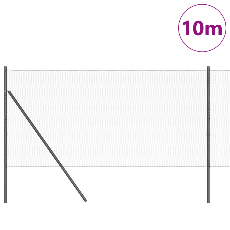 vidaXL Žoga āķis Pelēka 10 x 1,2 m ,13 mm sieta, Tērauds un PVC