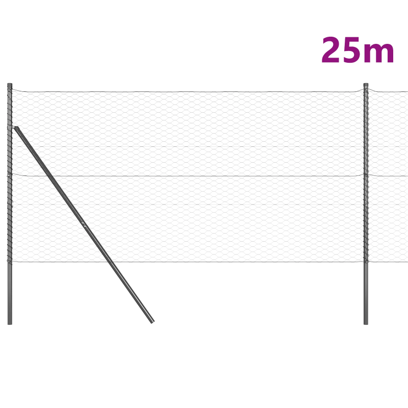 vidaXL Žoga āķis Pelēka 25 x 1 m ,36 mm siets, Tērauds