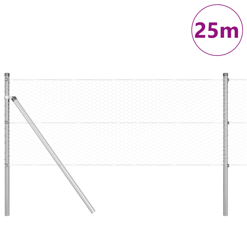vidaXL Žoga āķis Sudraba 25 x 0,6 m ,25 mm sieta, Tērauds