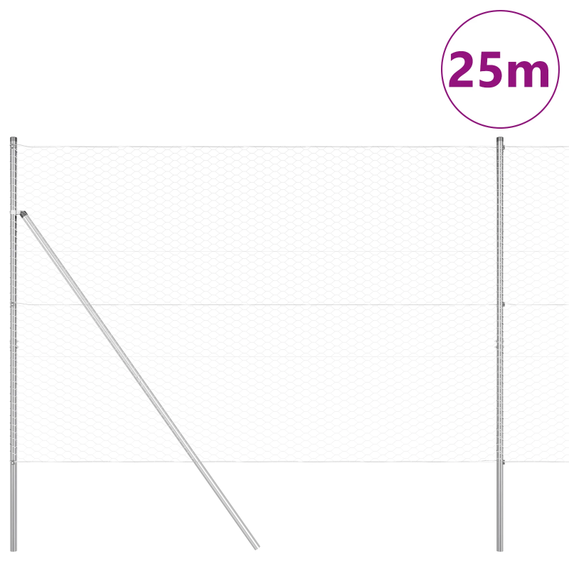 vidaXL Žoga āķis Sudraba 25 x 1,6 m ,36 mm siets, Tērauds