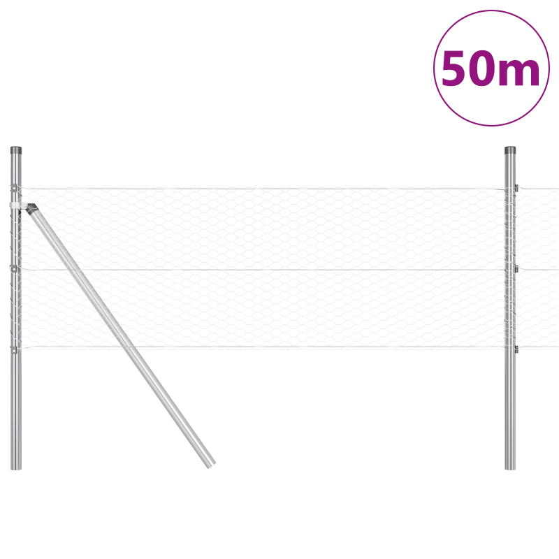 vidaXL Žoga āķis Sudraba 50 x 0,5 m ,25 mm siets, Tērauds