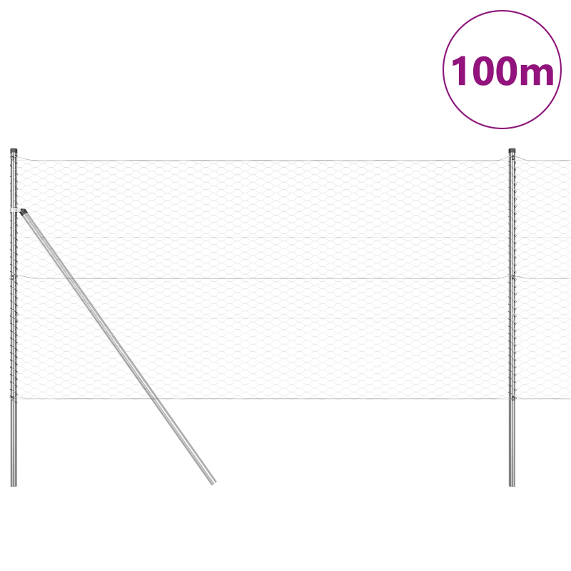 vidaXL Žoga āķis Sudraba 100 x 1,2 m ,36 mm siets, Tērauds