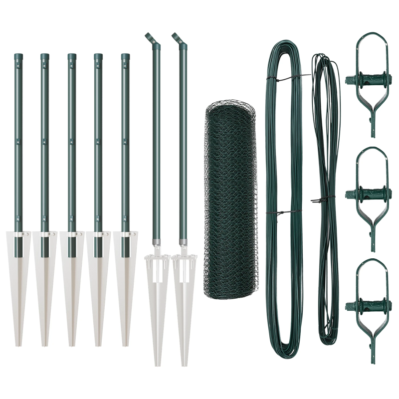 vidaXL Žoga āķis Zaļa 10 x 0,6 m ,25 mm acs, Tērauds un PVC