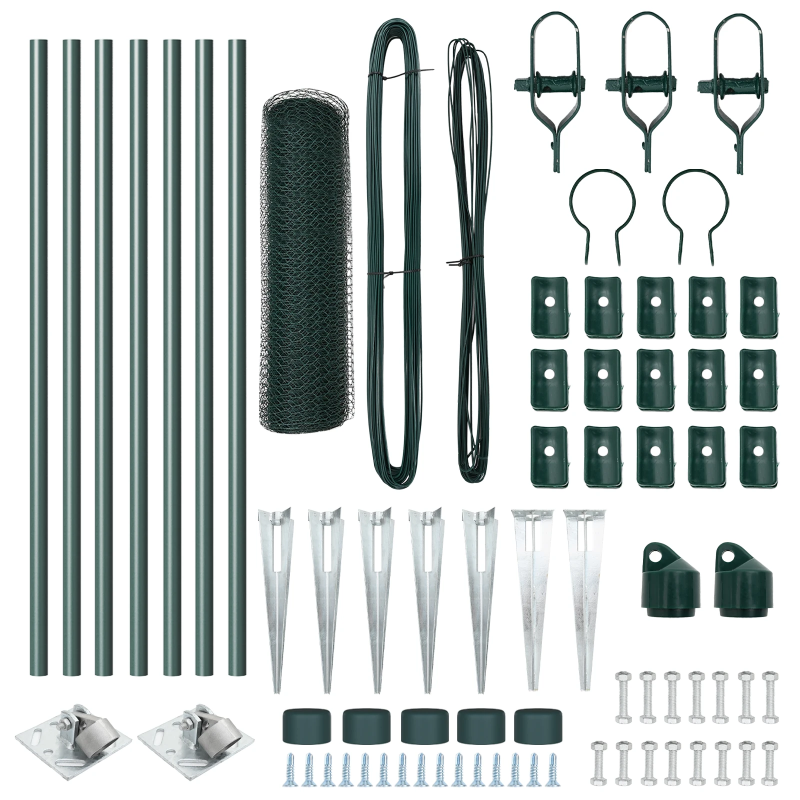 vidaXL Žoga āķis Zaļa 10 x 0,6 m ,25 mm acs, Tērauds un PVC