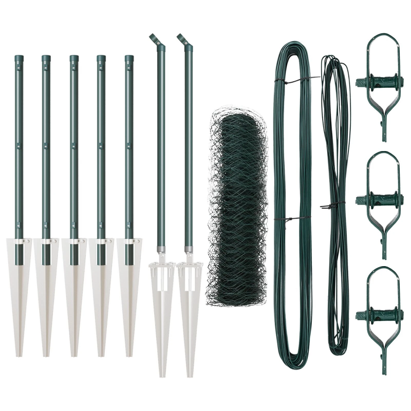 vidaXL Žoga āķis Zaļa 10 x 0,6 m ,50 mm siets, Tērauds un PVC