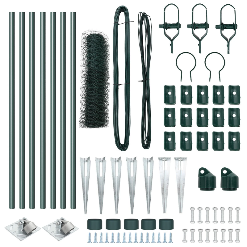 vidaXL Žoga āķis Zaļa 10 x 0,6 m ,50 mm siets, Tērauds un PVC
