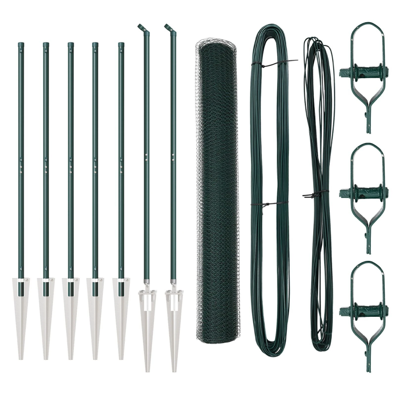 vidaXL Žoga āķis Zaļa 10 x 1 m ,13 mm siets, Tērauds un PVC