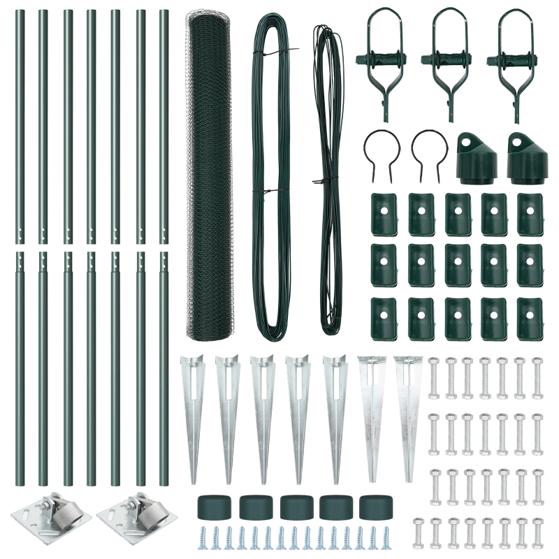 vidaXL Žoga āķis Zaļa 10 x 1,2 m ,25 mm acs, Tērauds un PVC