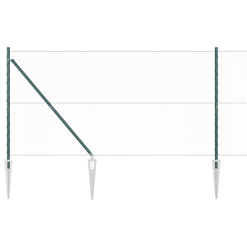 vidaXL Žoga āķis Zaļa 10 x 1,2 m ,25 mm acs, Tērauds un PVC