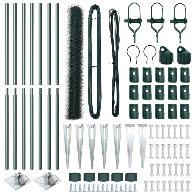 vidaXL Žoga āķis Zaļa 10 x 1,2 m ,36 mm acu, Tērauds un PVC