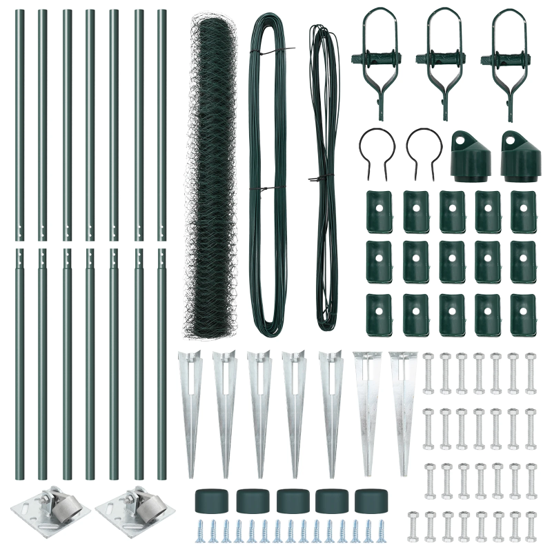vidaXL Žoga āķis Zaļa 10 x 1,2 m ,50 mm acs, Tērauds un PVC