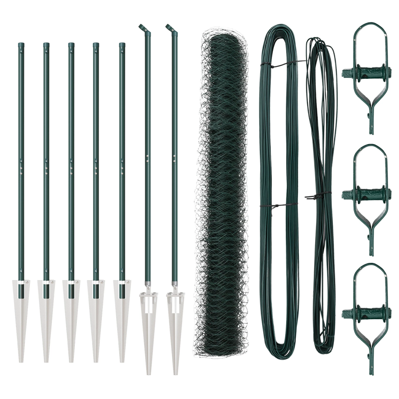 vidaXL Žoga āķis Zaļa 10 x 1,2 m ,50 mm acs, Tērauds un PVC