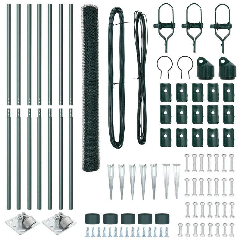 vidaXL Žoga āķis Zaļa 10 x 1,5 m ,13 mm siets, Tērauds un PVC