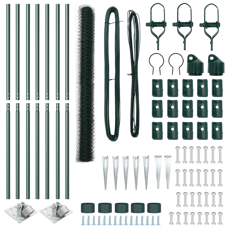 vidaXL Žoga āķis Zaļa 10 x 1,5 m ,36 mm siets, Tērauds un PVC