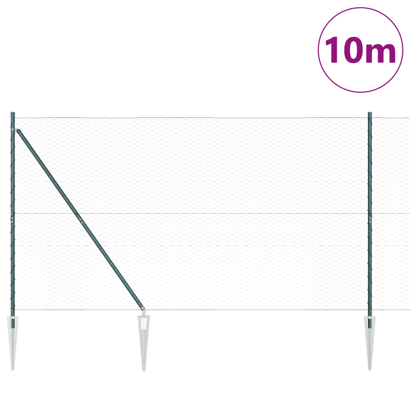 vidaXL Žoga āķis Zaļa 10 x 1,6 m ,36 mm siets, Tērauds un PVC