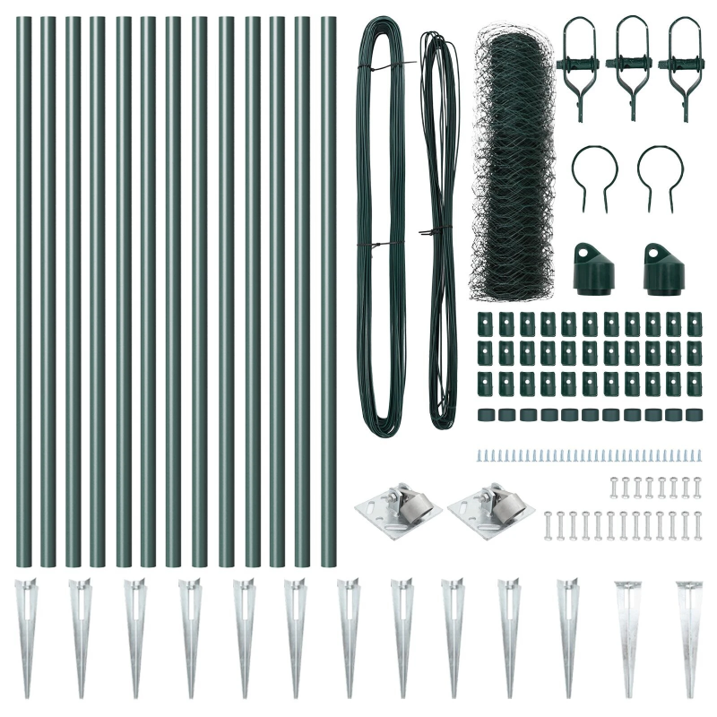 vidaXL Žoga āķis Zaļa 25 x 0,4 m ,36 mm siets, Tērauds un PVC