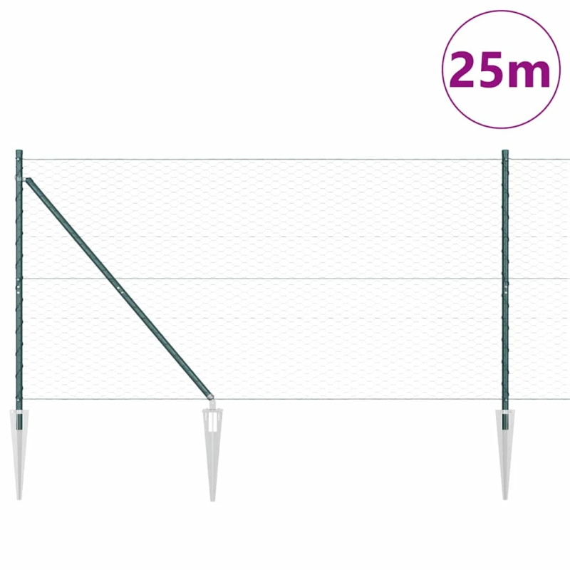 vidaXL Žoga āķis Zaļa 25 x 1,4 m ,36 mm siets, Tērauds un PVC