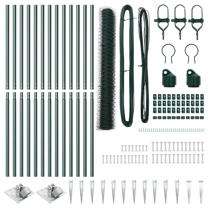 vidaXL Žoga āķis Zaļa 25 x 1,4 m ,36 mm siets, Tērauds un PVC