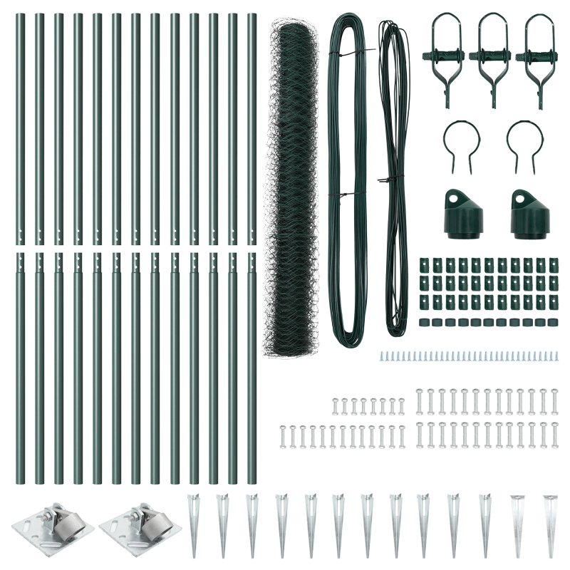 vidaXL Žoga āķis Zaļa 25 x 1,4 m ,50 mm tīkls, Tērauds un PVC