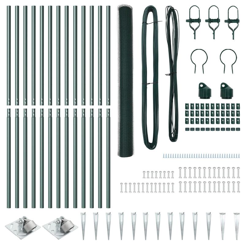 vidaXL Žoga āķis Zaļa 25 x 1,6 m ,13 mm acs, Tērauds un PVC