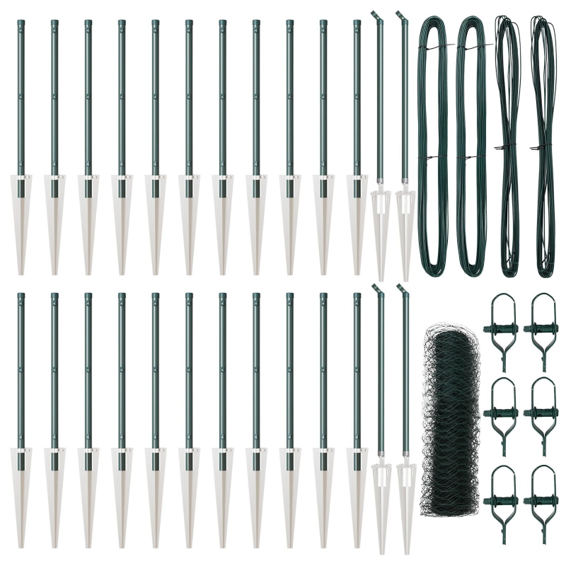 vidaXL Žoga āķis Zaļa 50 x 0,4 m ,50 mm siets, Tērauds un PVC