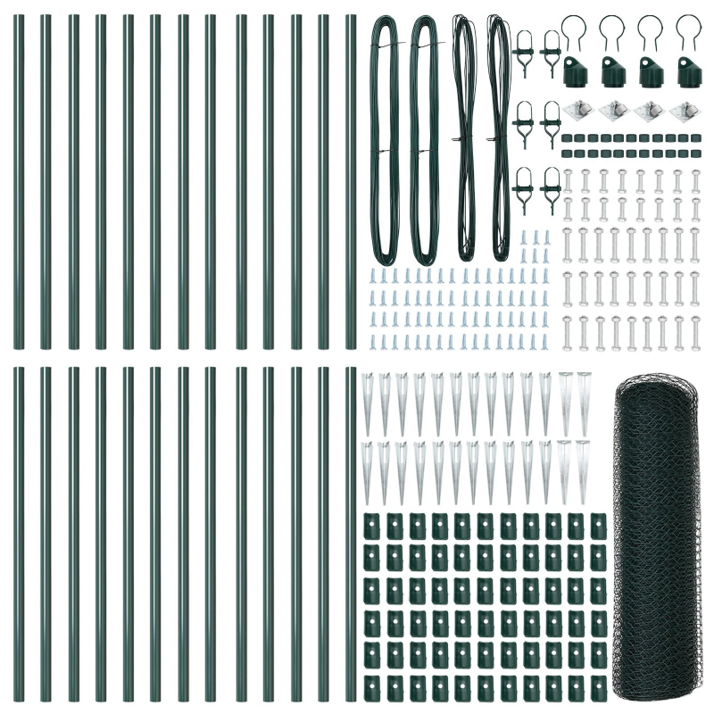 vidaXL Žoga āķis Zaļa 50 x 0,5 m ,25 mm siets, Tērauds un PVC