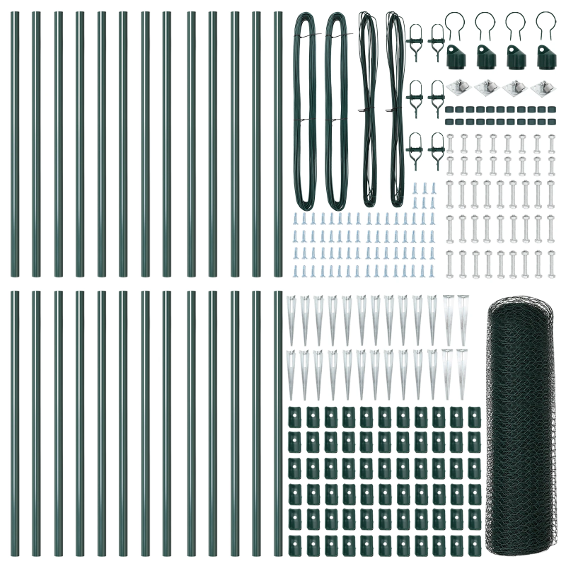 vidaXL Žoga āķis Zaļa 50 x 0,6 m ,25 mm acs, Tērauds un PVC