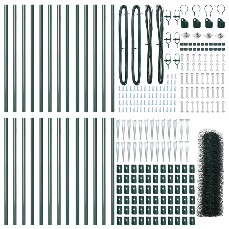 vidaXL Žoga āķis Zaļa 50 x 1 m ,50 mm sieta, Tērauds un PVC