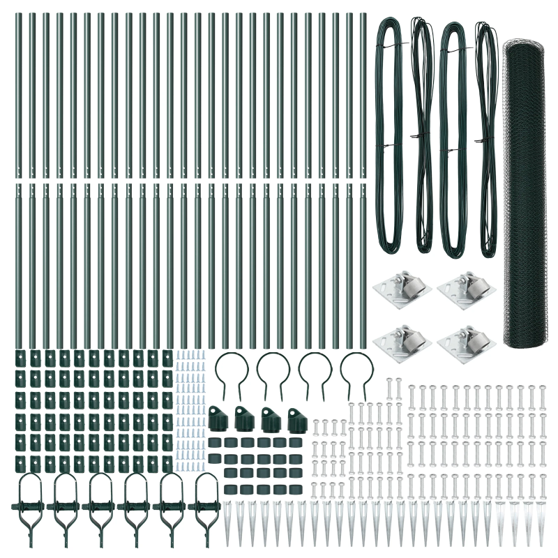 vidaXL Žoga āķis Zaļa 50 x 1,2 m ,25 mm siets, Tērauds un PVC