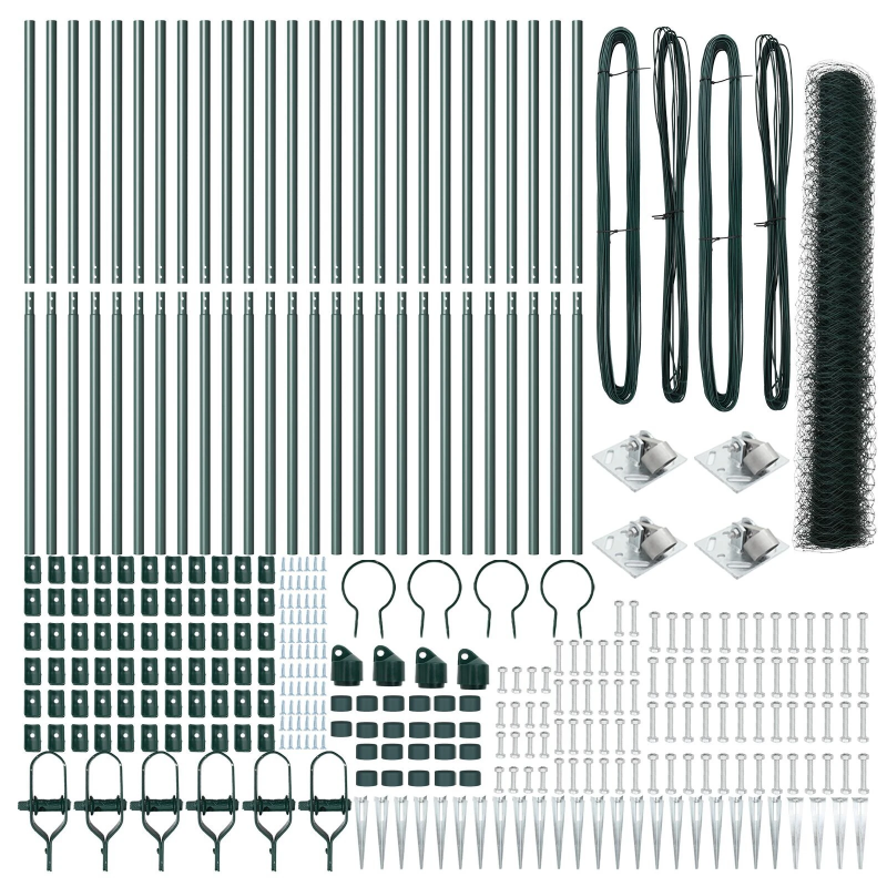 vidaXL Žoga āķis Zaļa 50 x 1,2 m ,36 mm siets, Tērauds un PVC