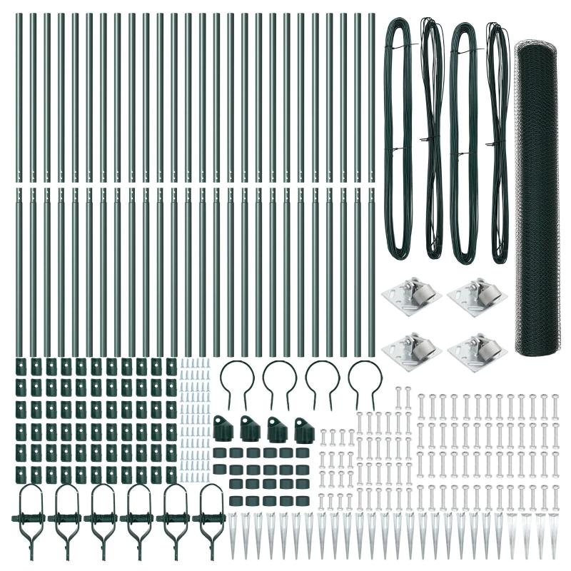 vidaXL Žoga āķis Zaļa 50 x 1,4 m ,25 mm siets, Tērauds un PVC