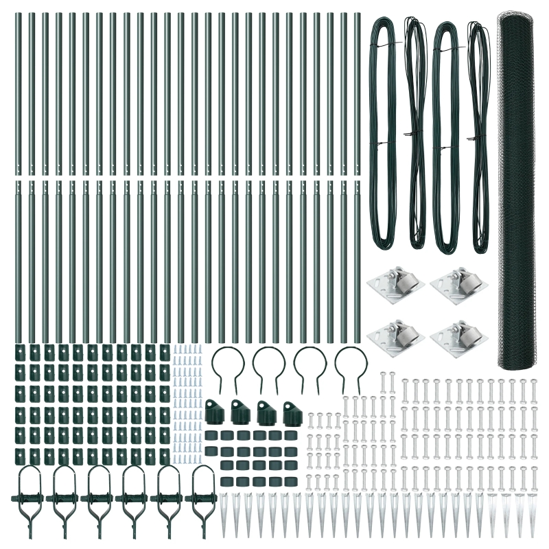vidaXL Žoga āķis Zaļa 50 x 1,5 m ,13 mm siets, Tērauds un PVC