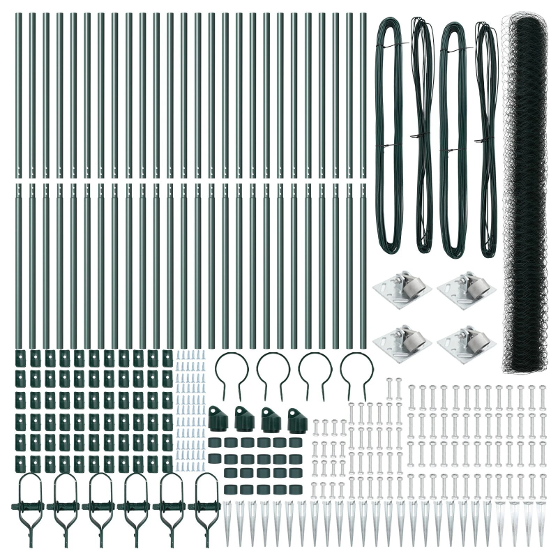 vidaXL Žoga āķis Zaļa 50 x 1,6 m ,36 mm tīkls, Tērauds un PVC