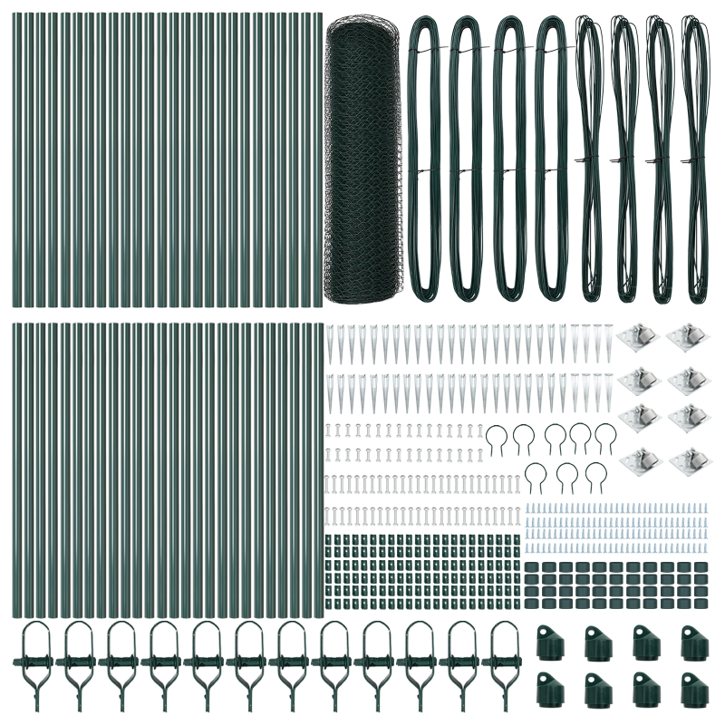 vidaXL Žoga āķis Zaļa 100 x 0,4 m ,25 mm acs, Tērauds un PVC