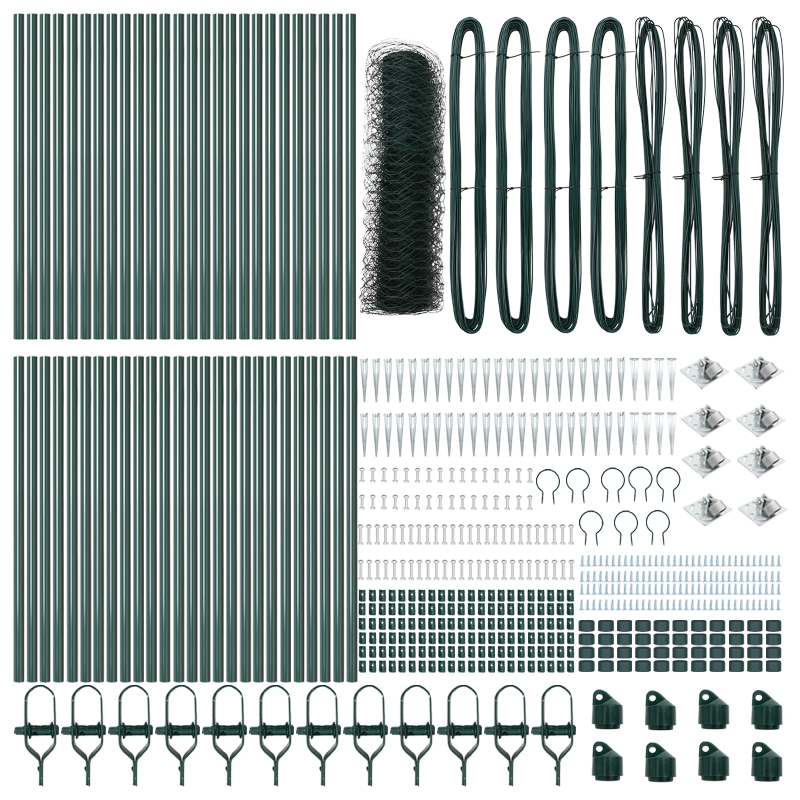 vidaXL Žoga āķis Zaļa 100 x 0,4 m ,50 mm siets, Tērauds un PVC