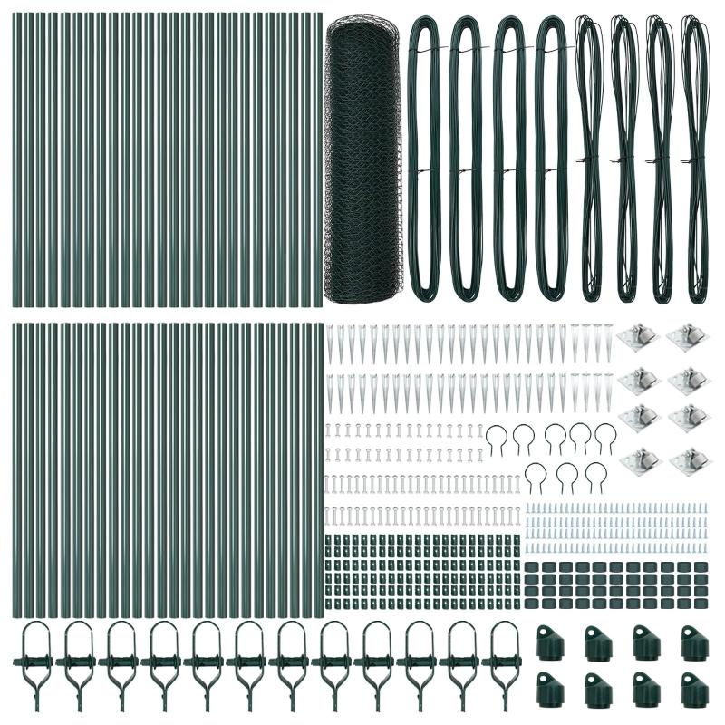 vidaXL Žoga āķis Zaļa 100 x 0,5 m ,25 mm siets, Tērauds un PVC
