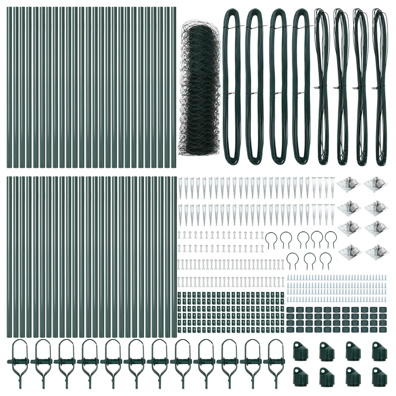 vidaXL Žoga āķis Zaļa 100 x 0,8 m ,50 mm acs, Tērauds un PVC