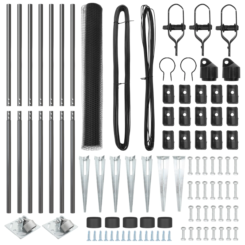 vidaXL Žoga āķis Pelēka 10 x 1,4 m ,25 mm siets, Tērauds un PVC