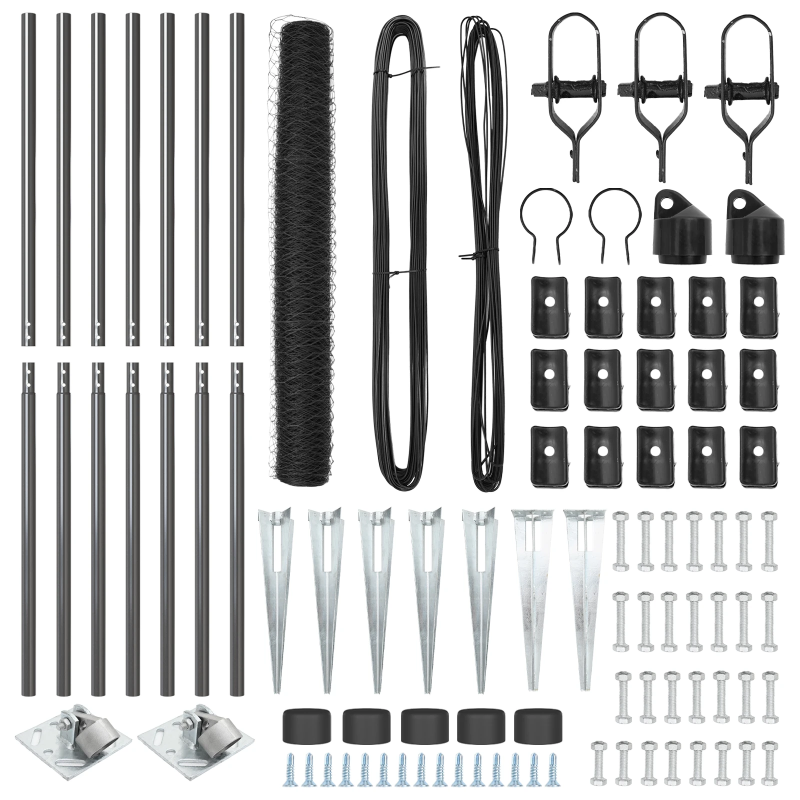 vidaXL Žoga āķis Pelēka 10 x 1,4 m ,50 mm siets, Tērauds un PVC