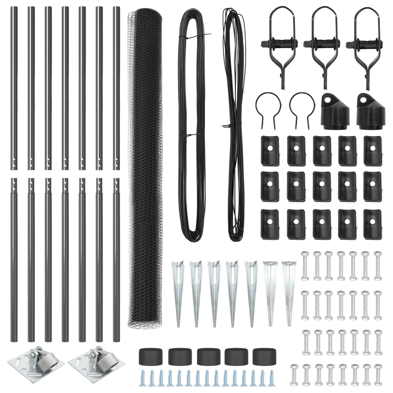 vidaXL Žoga āķis Pelēka 10 x 1,5 m ,25 mm siets, Tērauds un PVC