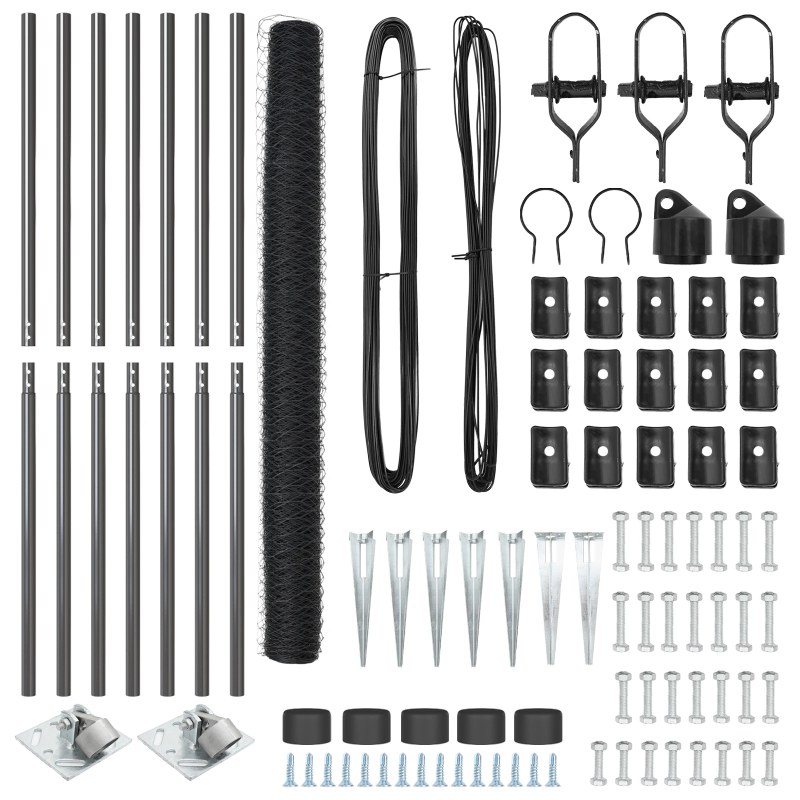 vidaXL Žoga āķis Pelēka 10 x 1,5 m ,36 mm siets, Tērauds un PVC