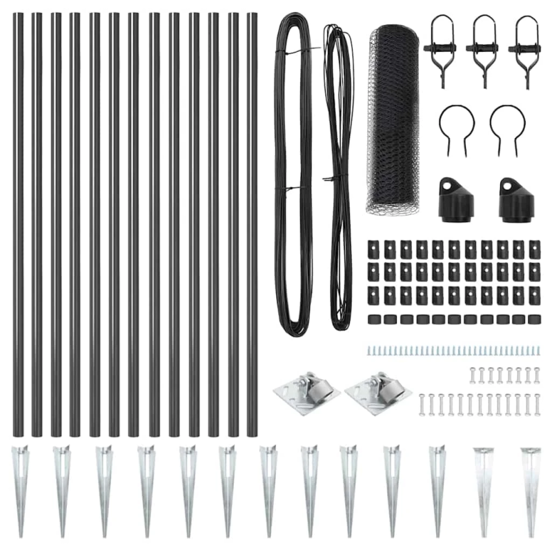 vidaXL Žoga āķis Pelēka 25 x 0,4 m ,13 mm acs, Tērauds un PVC