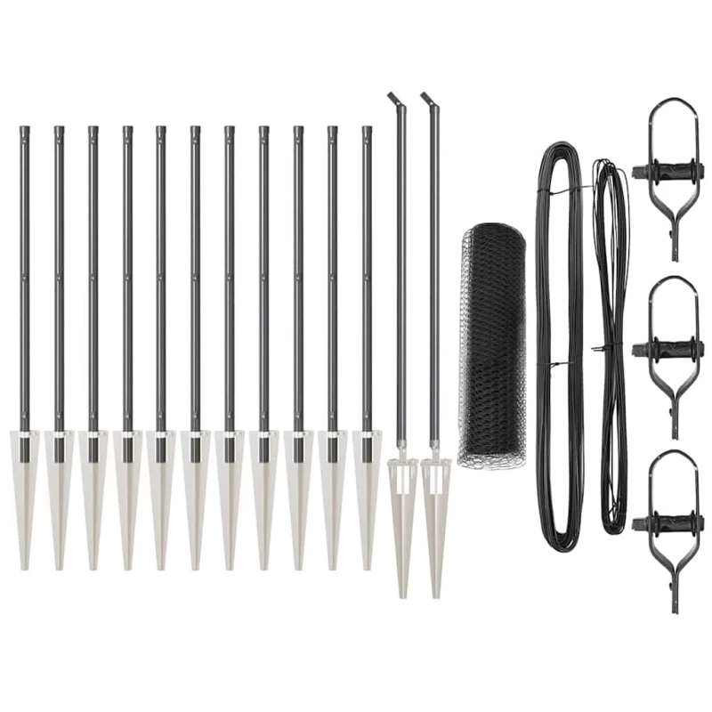 vidaXL Žoga āķis Pelēka 25 x 0,4 m ,13 mm acs, Tērauds un PVC