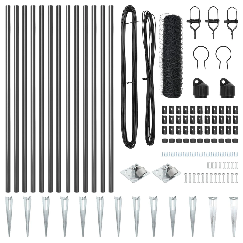 vidaXL Žoga āķis Pelēka 25 x 0,4 m ,36 mm siets, Tērauds un PVC