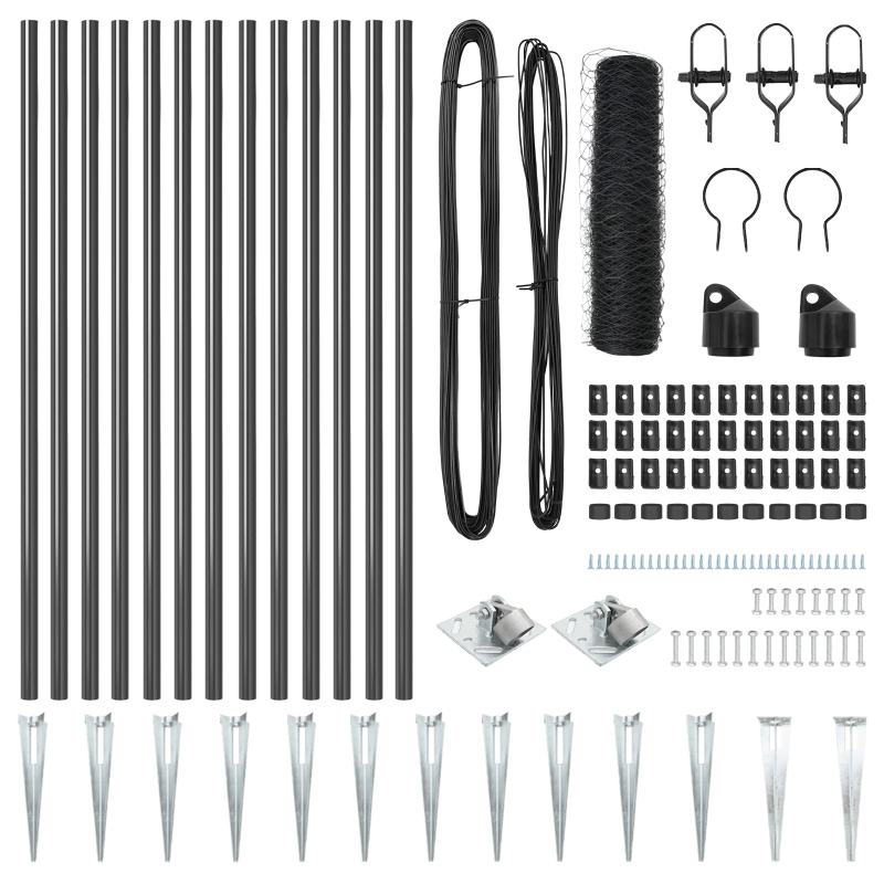 vidaXL Žoga āķis Pelēka 25 x 0,6 m ,50 mm siets, Tērauds un PVC