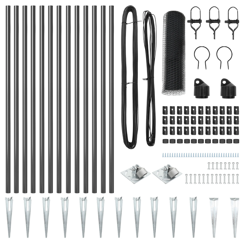 vidaXL Žoga āķis Pelēka 25 x 0,8 m ,13 mm sieta, Tērauds un PVC