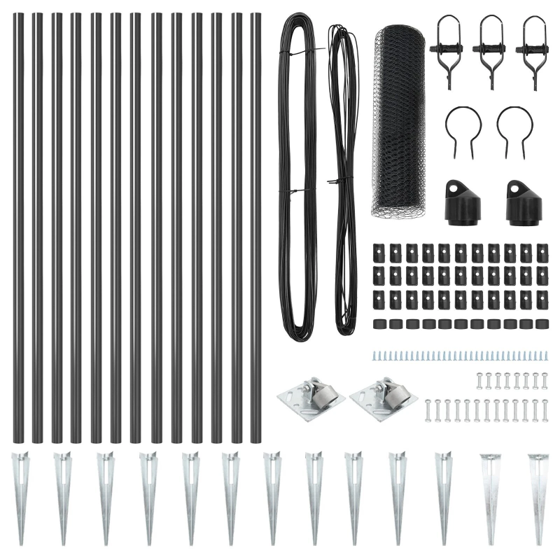 vidaXL Žoga āķis Pelēka 25 x 0,8 m ,25 mm siets, Tērauds un PVC