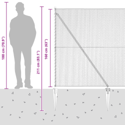 vidaXL Žoga āķis Pelēka 25 x 1,6 m ,13 mm acs, Tērauds un PVC